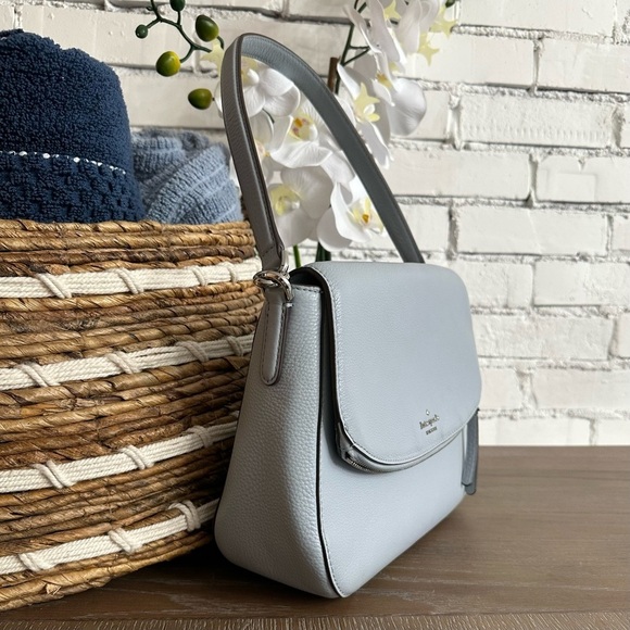 EUC $359 Kate Spade Jackson Medium Flap Shoulder Bag (Frosted Blue with Silver) - Picture 2 of 13